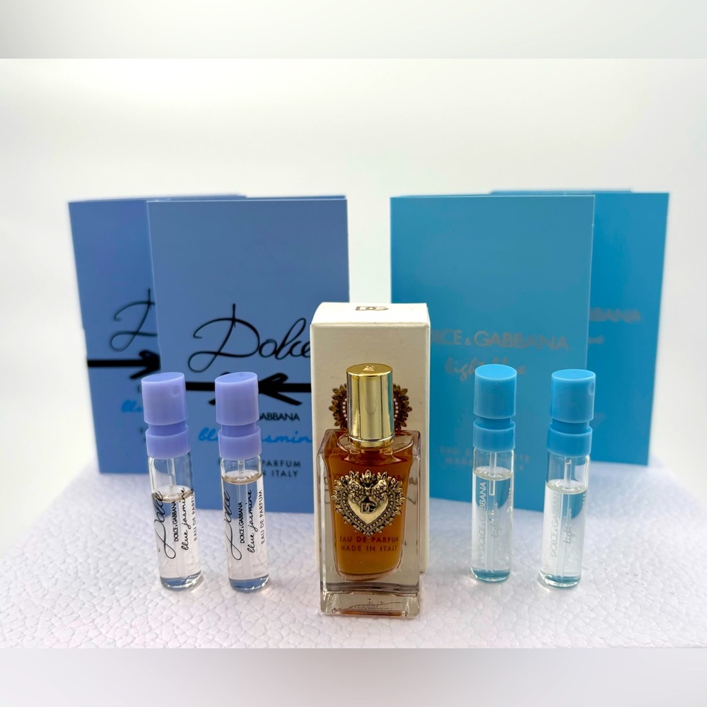 NWT Dolce & Gabbana DEVOTION Blue Jasmine Light Blue deluxe bottle 5pcs bundle